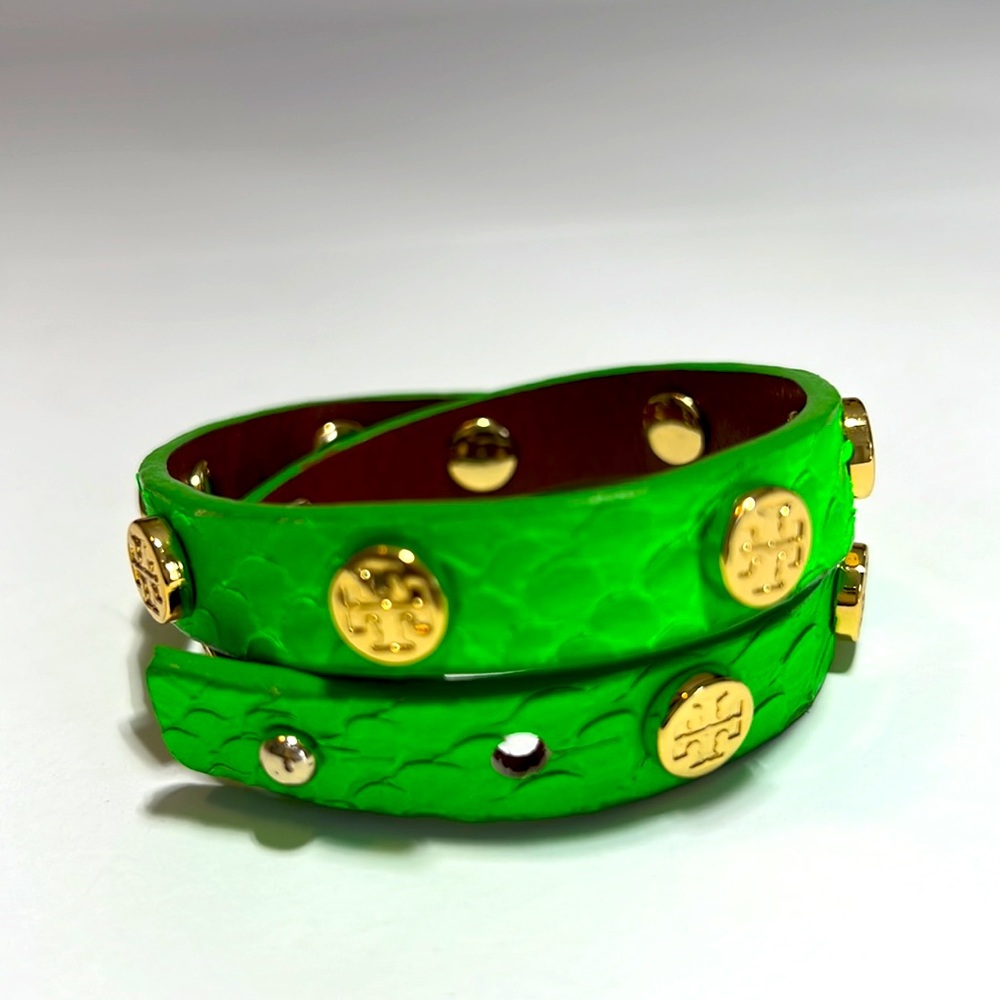 TORY BURCH | Neon Faux Snakeskin Embossed Double Wrap Bracelet. Sz. OS